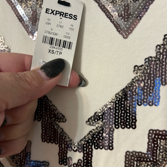 Express new cream fitted dress with sequins - Picture 4 of 5